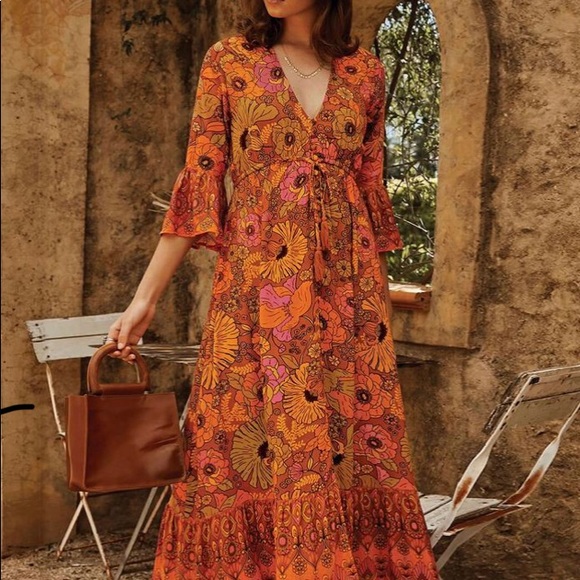 Azokoe Dresses & Skirts - Azokoe Maxi Boho dress Multi colored